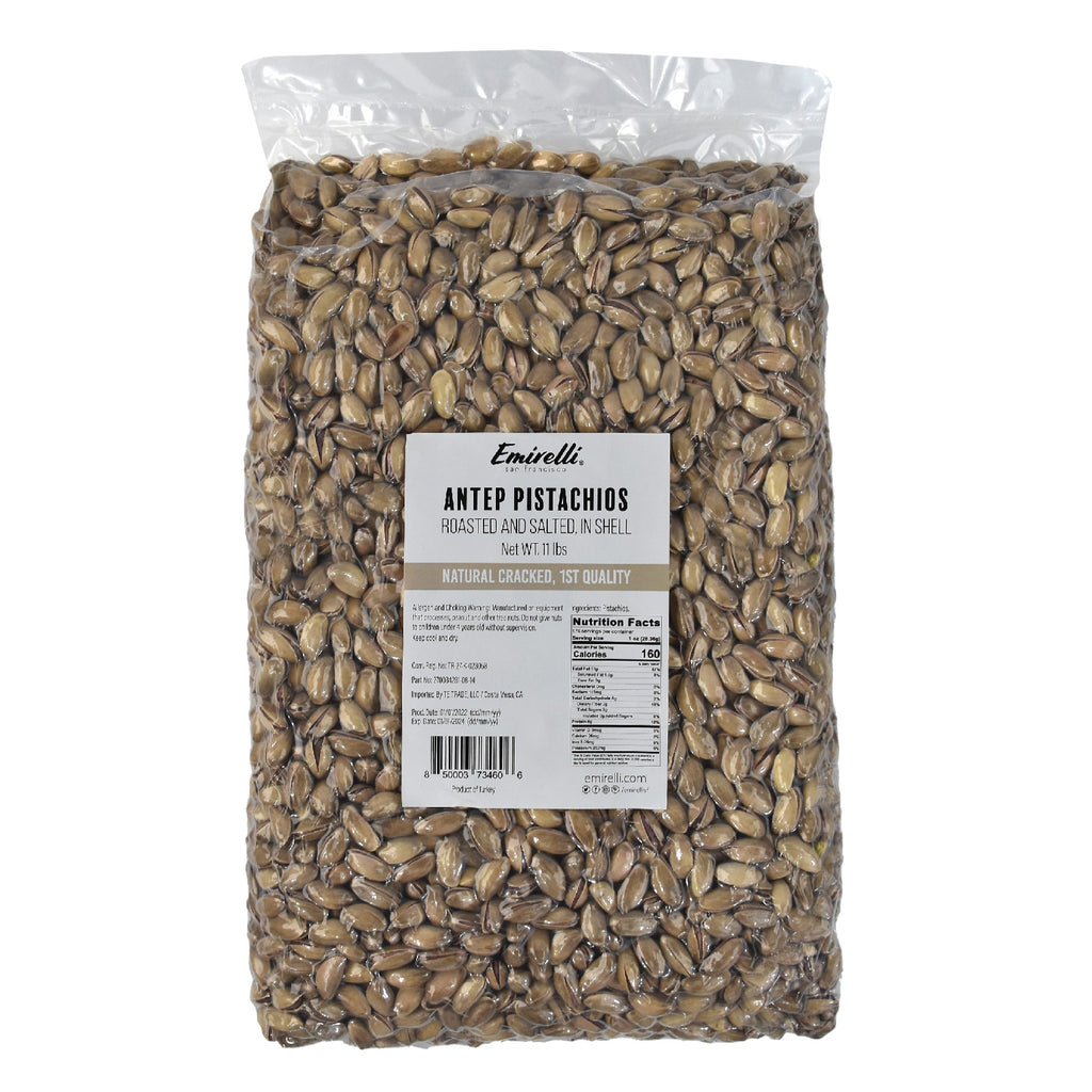 Emirelli Antep Pistachios - Roasted & Salted  In Shell  - Bulk 11 Lbs