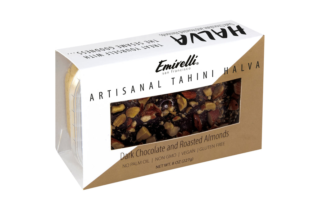 Emirelli Artisanal Tahini Halva Dessert - Dark Chocolate and Roasted Almonds
