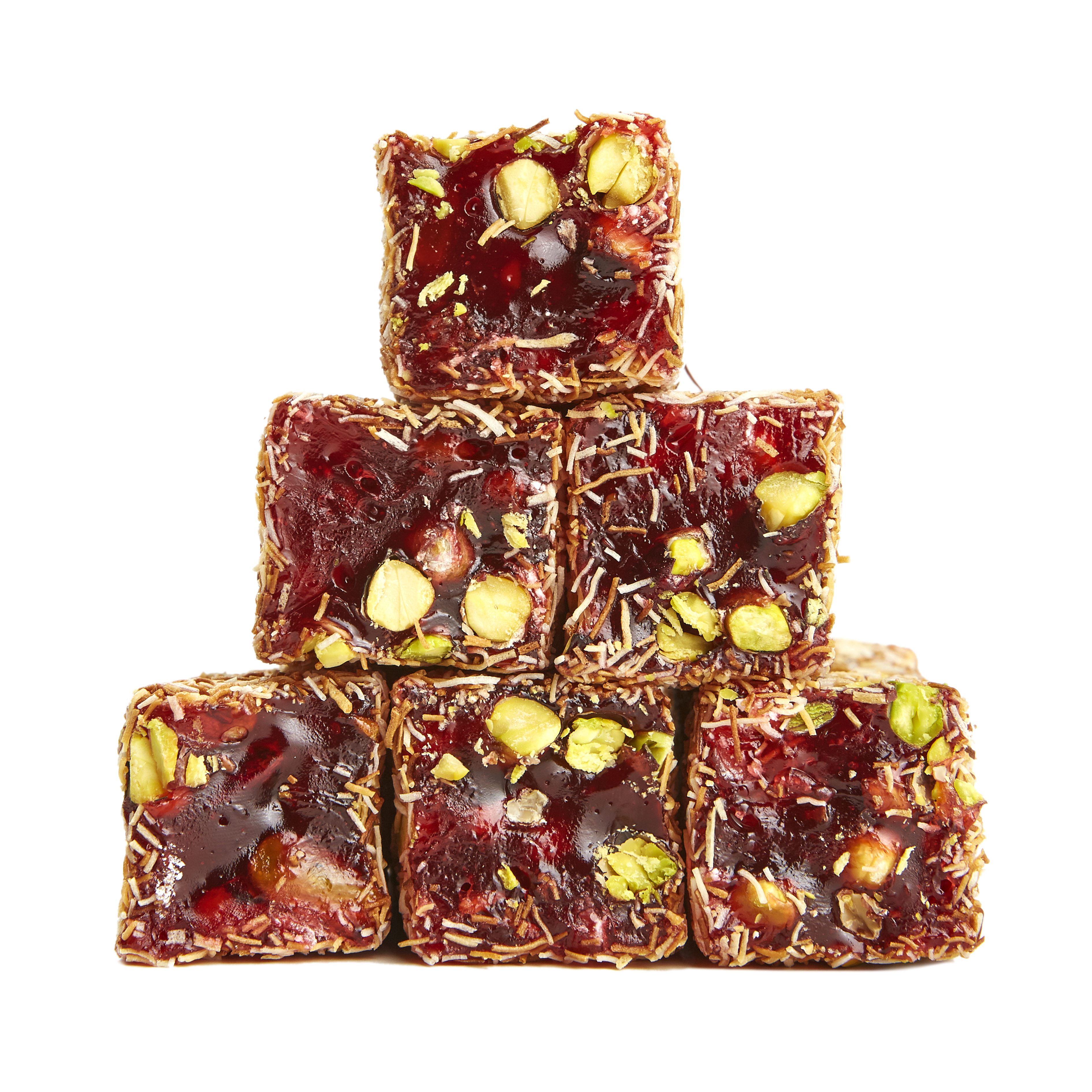 Shredded Wheat, Pomegranate and Pistachios Turkish Delight
