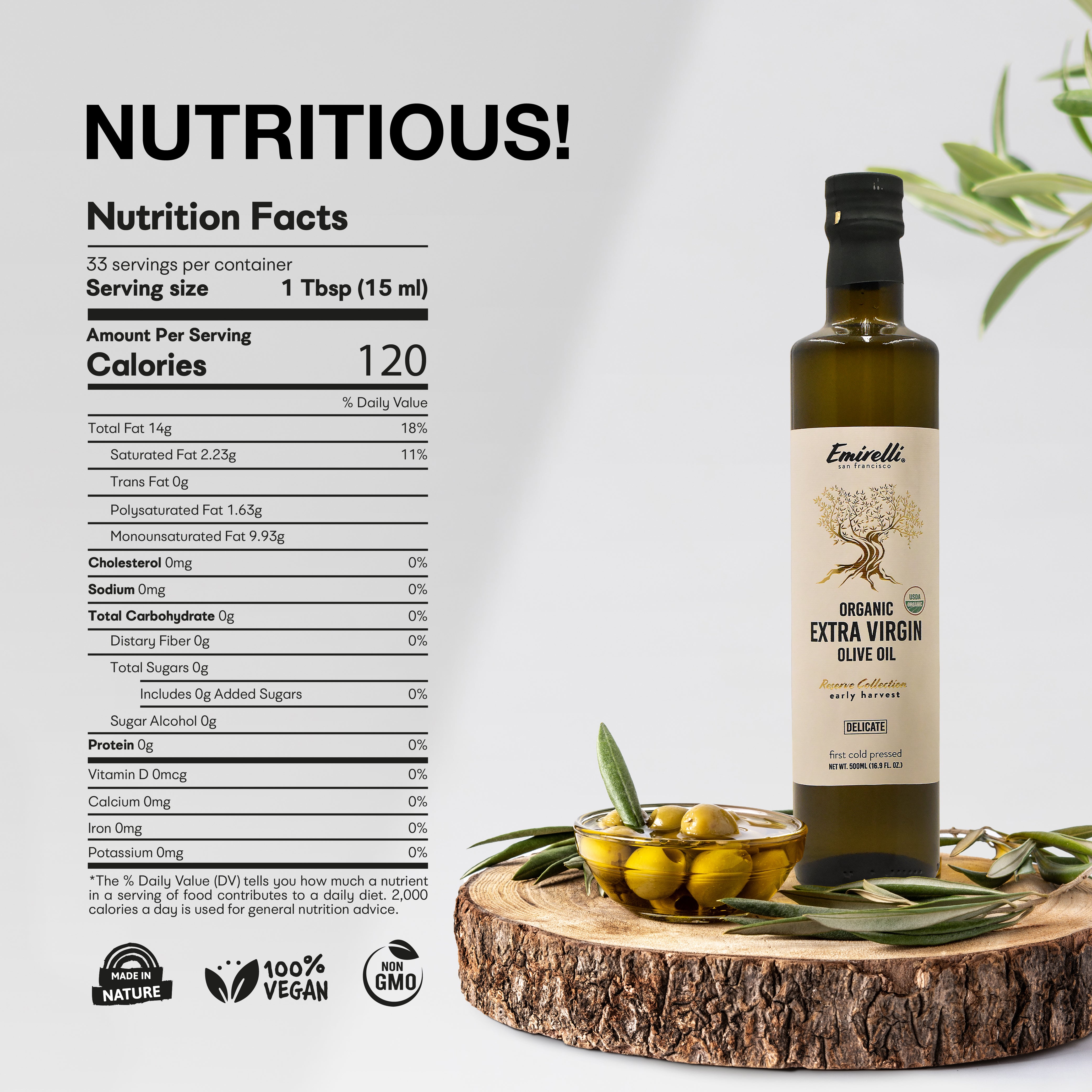 Emirelli Organic Extra Virgin Olive Oil - Delicate Intense