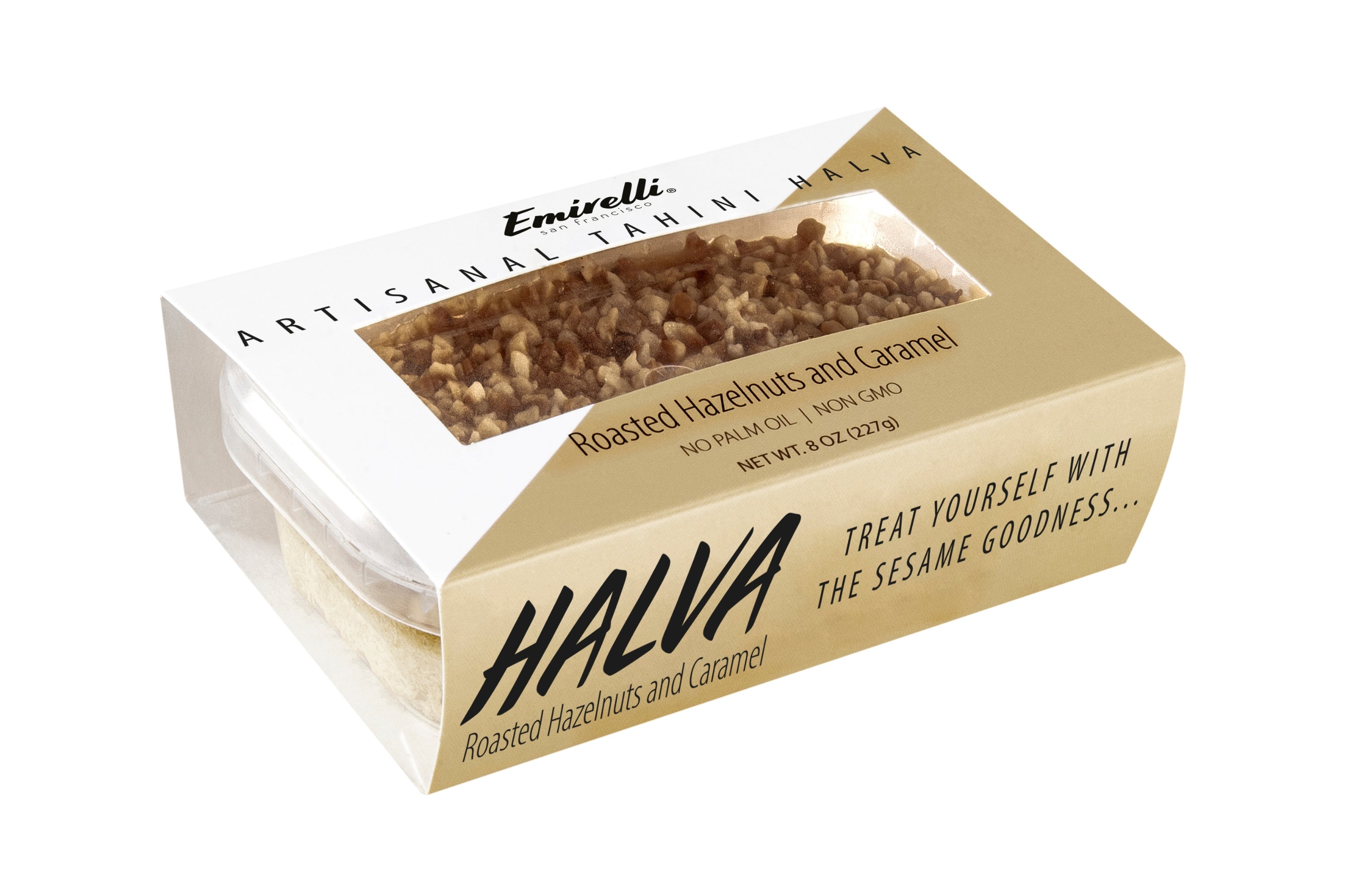 Emirelli Artisanal Tahini Halva Dessert - Roasted Hazelnuts & Caramel
